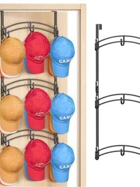 Over Door Hat Rack Organizer Baseball Cap Storage Hooks Closet Space Saver